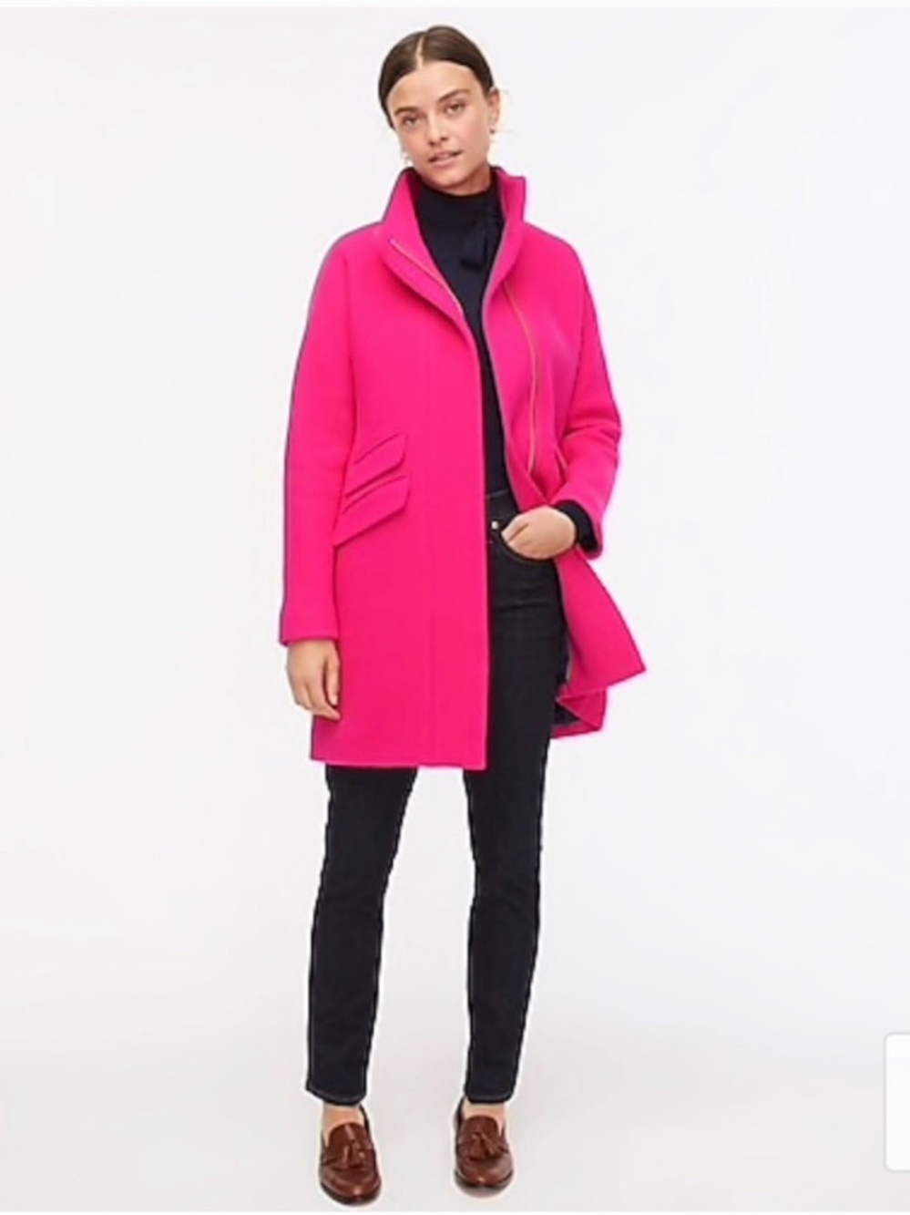 JCrew Stadium Cocoon Women's Hot Pink Coat